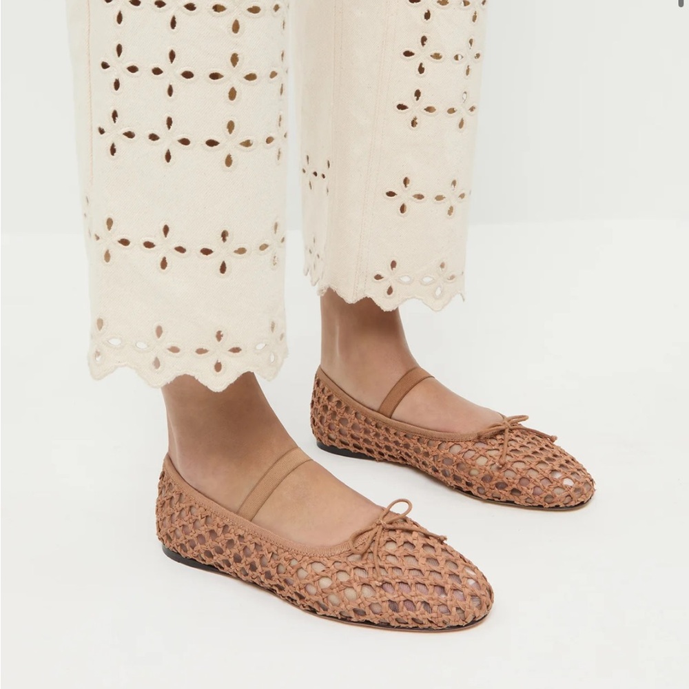 Freda Salvatore Leonie Brown Crochet Ballet Flat | size 8